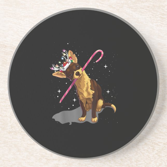 Dessous De Verre En Grès lumières de noël chihuahua (Devant)