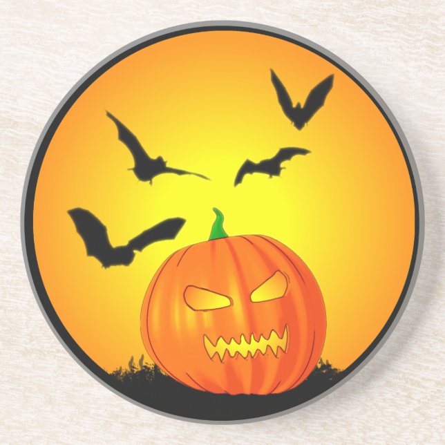 Dessous De Verre En Grès Lune Jack-o'-lantern de Halloween (Devant)