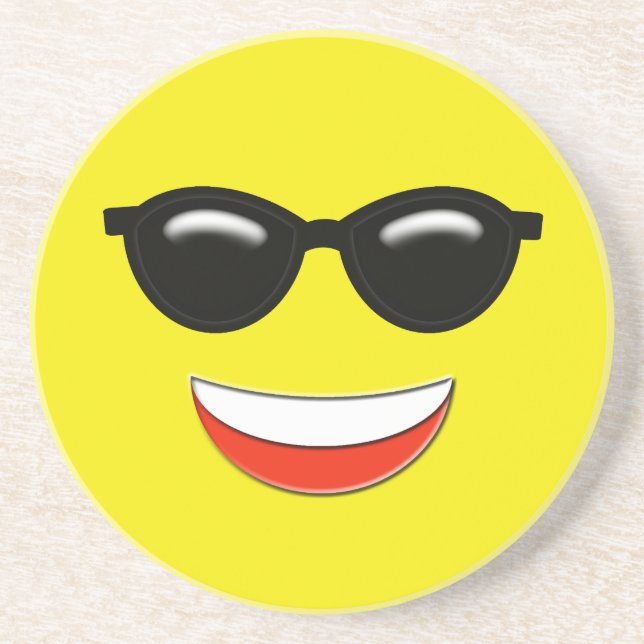 Dessous De Verre En Grès Lunettes de soleil de réfrigération Emoji (Devant)