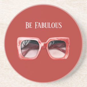 Dessous De Verre En Grès Lunettes de soleil rouges fabuleuses