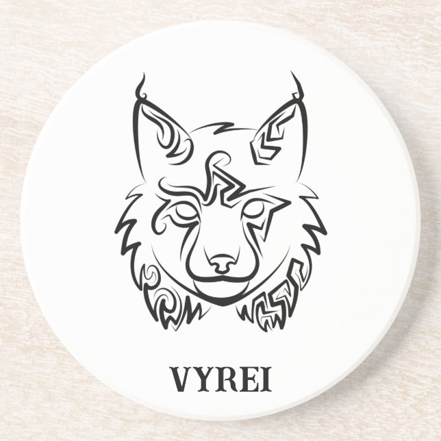 Dessous De Verre En Grès Lynx tribale noire et blanche (Devant)