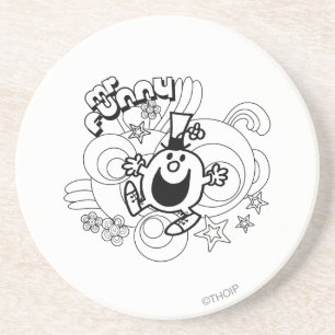 Dessous De Verre En Grès M. Funny   Black & White Swirls & Stars