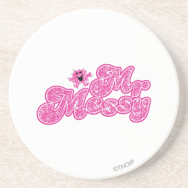 Dessous De Verre En Grès M. Messy | Nom rose étincelant (Devant)
