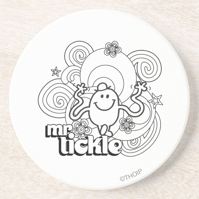 Dessous De Verre En Grès M. Tickle | Black & White Swirls & Stars (Devant)