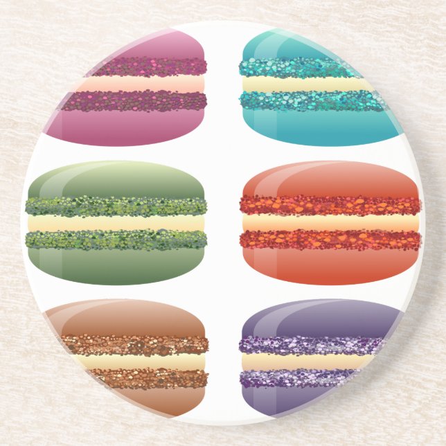 Dessous De Verre En Grès macarons arc-en-ciel (Devant)