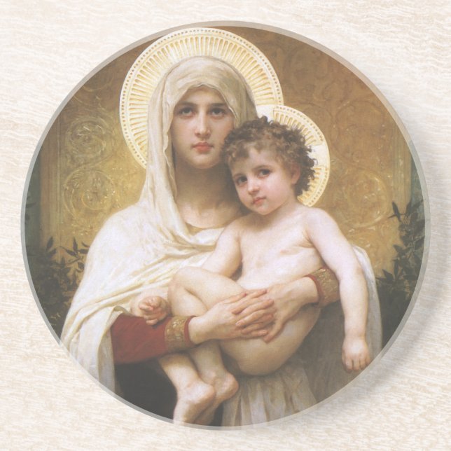 Dessous De Verre En Grès Madonna des Roses par Bouguereau (Devant)