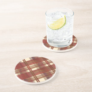 Dessous De Verre En Grès Madras Plaid Fall Red