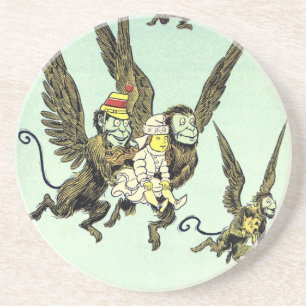 Dessous De Verre En Grès Mage de l'Oz vintage, singes volants avec Dorothy