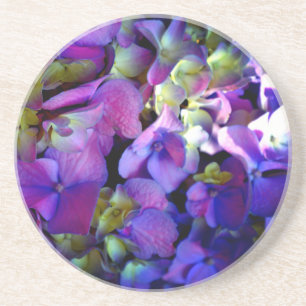 Dessous De Verre En Grès Magenta Purple bleu jaune Hydrangeas fleurs