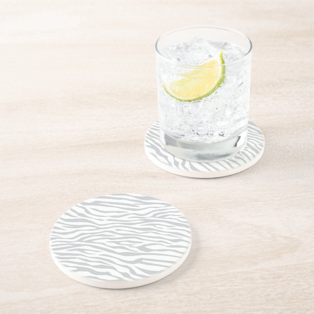 Dessous De Verre En Grès Magic Zebra Stripes Click to Customize Grey Color (Côté)