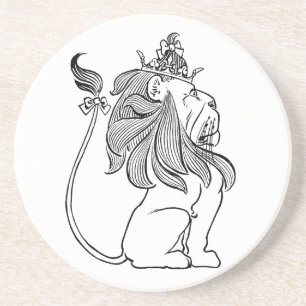 Dessous De Verre En Grès Magicien de Oz vintage, Lion peureux avec couronne