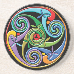 Dessous De Verre En Grès Magnifique mandala celtique aux tourbillons coloré