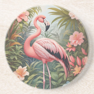 Dessous De Verre En Grès Magnifique oiseau de Flamant rose rose tropical