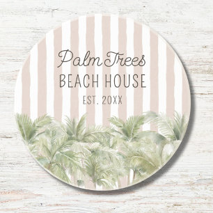 Dessous De Verre En Grès Maisons de Plage aux Palmiers Tropicaux Rayures Be