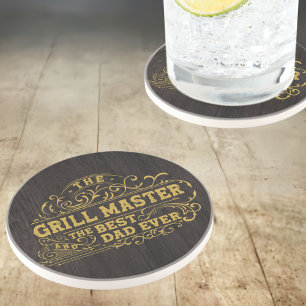 Dessous De Verre En Grès Maître du Grill et Meilleur Papa de tous les temps