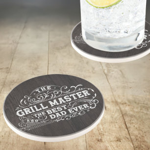 Dessous De Verre En Grès Maître du Grill et Meilleur Papa de Tous les Temps
