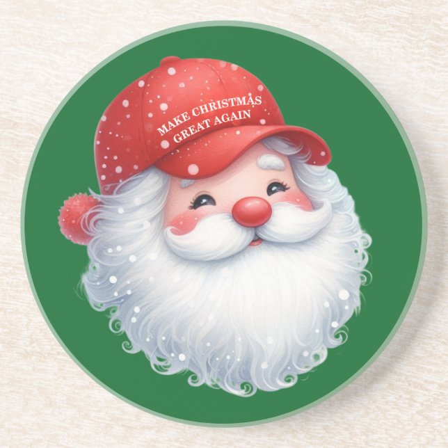 Dessous De Verre En Grès Make Christmas Great Again Maga GOP Santa (Devant)