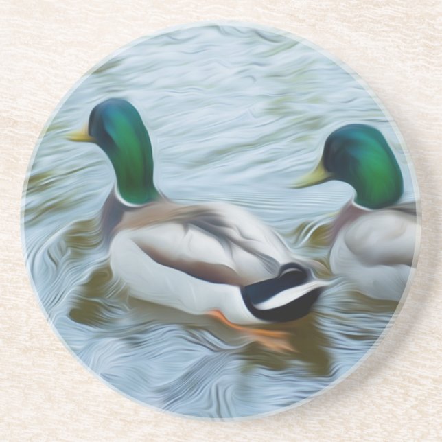 Dessous De Verre En Grès Mallard Ducks (Devant)