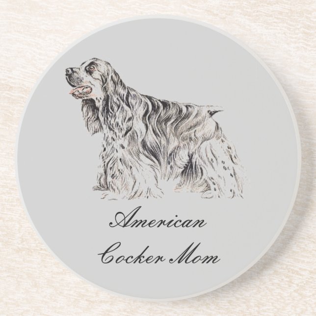 Dessous De Verre En Grès Maman, American Cocker Spaniel Sandstone Dessous d (Devant)