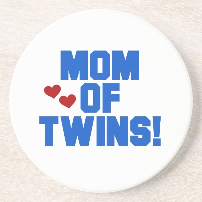 Dessous De Verre En Grès Maman de Twins Blue Text Cadfts (Devant)