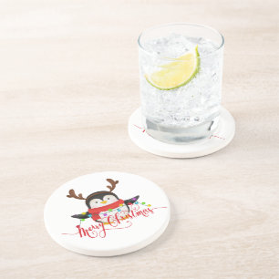 Dessous De Verre En Grès Manchot de Noël  