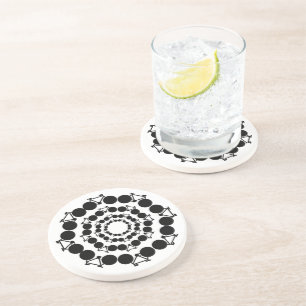 Dessous De Verre En Grès mandala de vélo stylisé noir