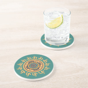 Dessous De Verre En Grès Mandala du Soleil
