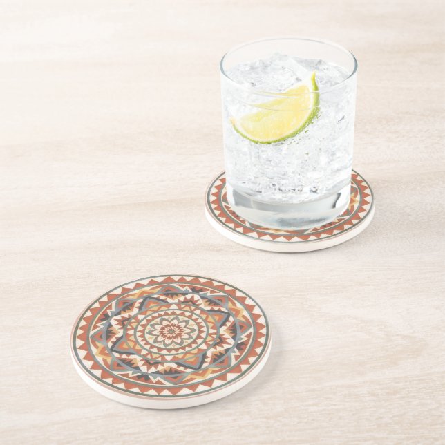 Dessous De Verre En Grès Mandala du sud-ouest moderne (Côté)