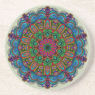 Dessous De Verre En Grès Mandala dynamique Floral & Motif géométrique