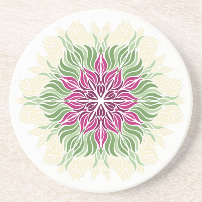 Dessous De Verre En Grès Mandala Fleurs d'Été  (Devant)