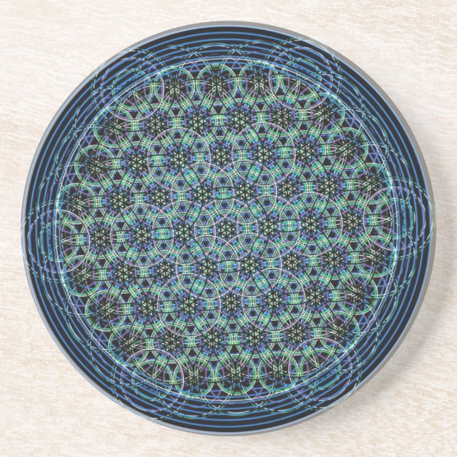 Dessous De Verre En Grès Mandala sacré de la géométrie - fleur de pluie de (Devant)