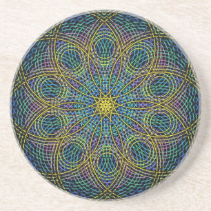 Dessous De Verre En Grès Mandala sacré de la géométrie : Sincérité - tirée