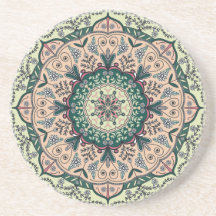 Dessous de verre en grès Mandala vert