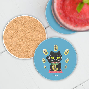 Dessous De Verre En Grès Maneki Neko Lucky Poilue Sandstone