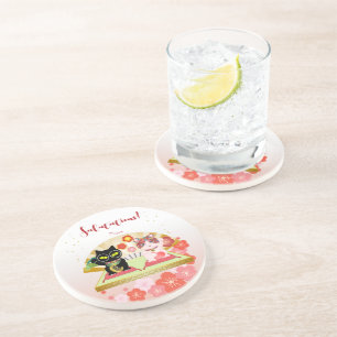Dessous De Verre En Grès Maneki Neko Lucky Poiluna Boisson Sandstone
