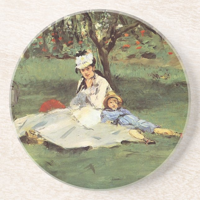 Dessous De Verre En Grès Manet Impressionniste Français Famille Jardin Pein (Devant)