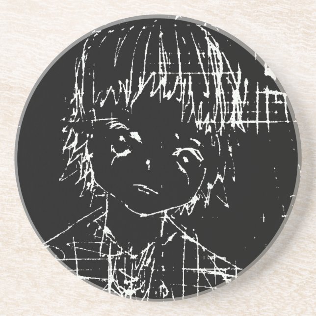 Dessous De Verre En Grès manga d'anime projet quotidien noir (Devant)