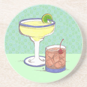 Dessous De Verre En Grès Manhattans et margaritas   personnalisable