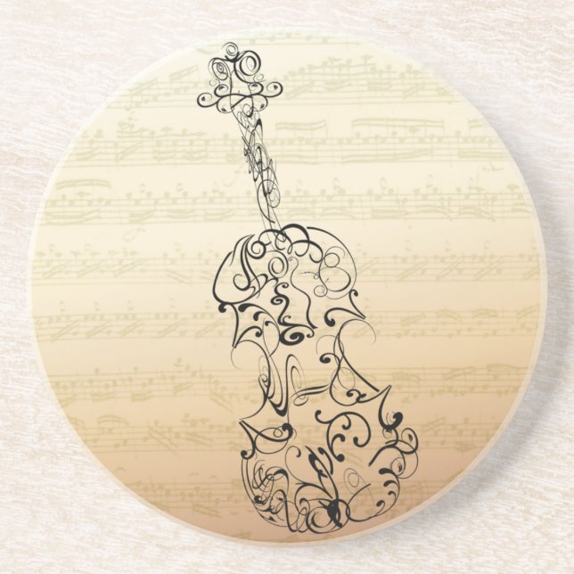 Dessous De Verre En Grès Manuscrit de Bach de gribouillage de violon (Devant)