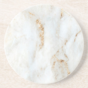 Dessous De Verre En Grès Marbre blanc doré