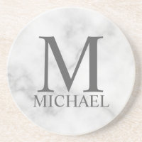 Marbre blanc Monogramme personnalisé et nom