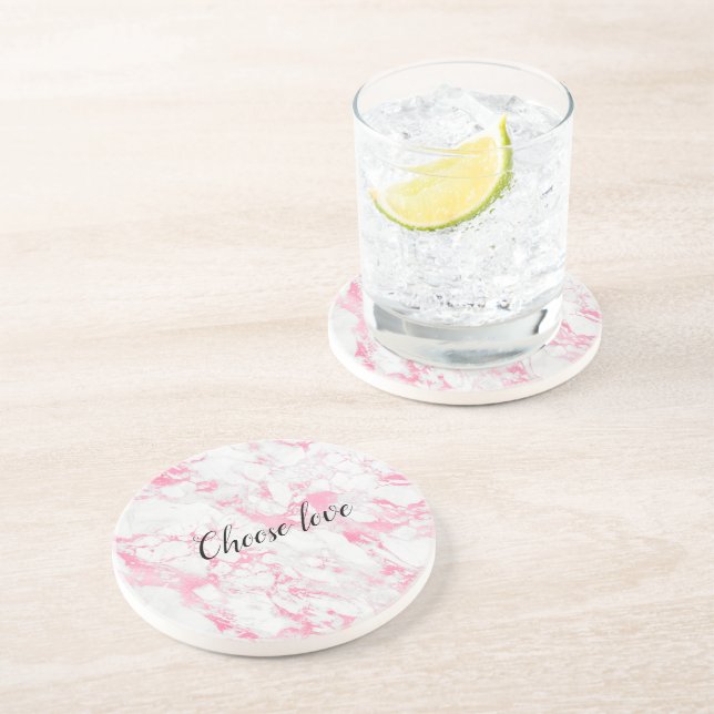 Dessous De Verre En Grès Marbre blanc rose (Côté)