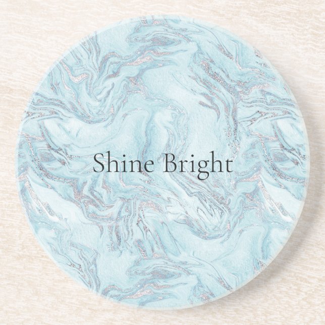 Dessous De Verre En Grès Marbre bleu Aqua Silver (Devant)