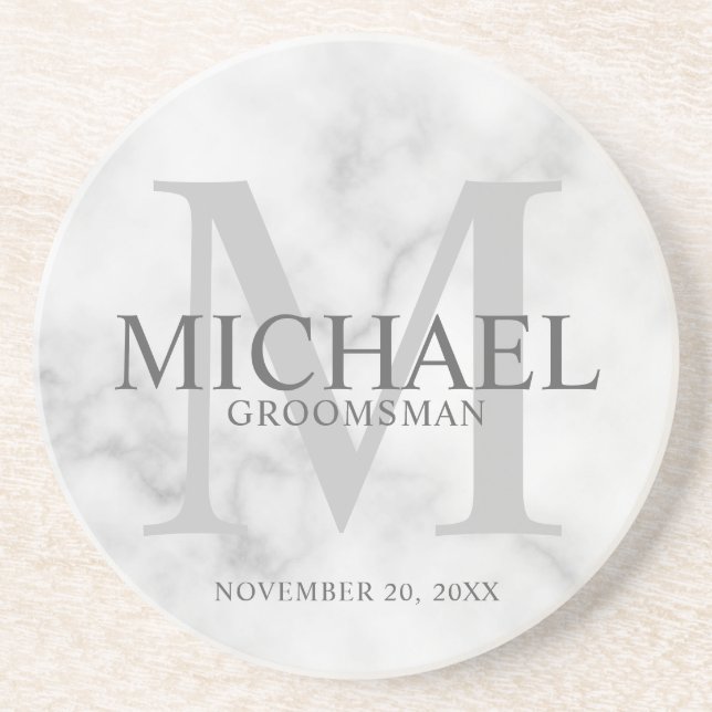 Dessous De Verre En Grès Marbre classique Groomsmen personnalisé (Devant)