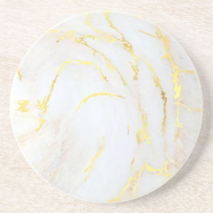Dessous De Verre En Grès Marbre d'or Elégant Modèle tendance ronde