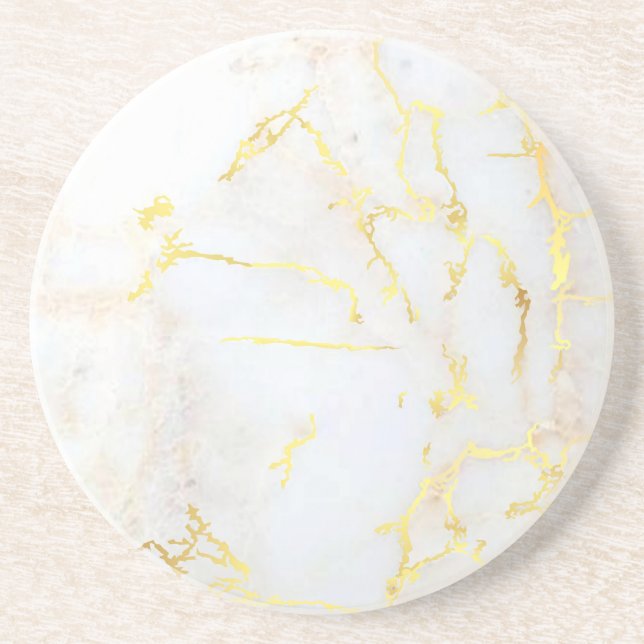 Dessous De Verre En Grès Marbre d'or élégant Modèle tendance ronde (Devant)