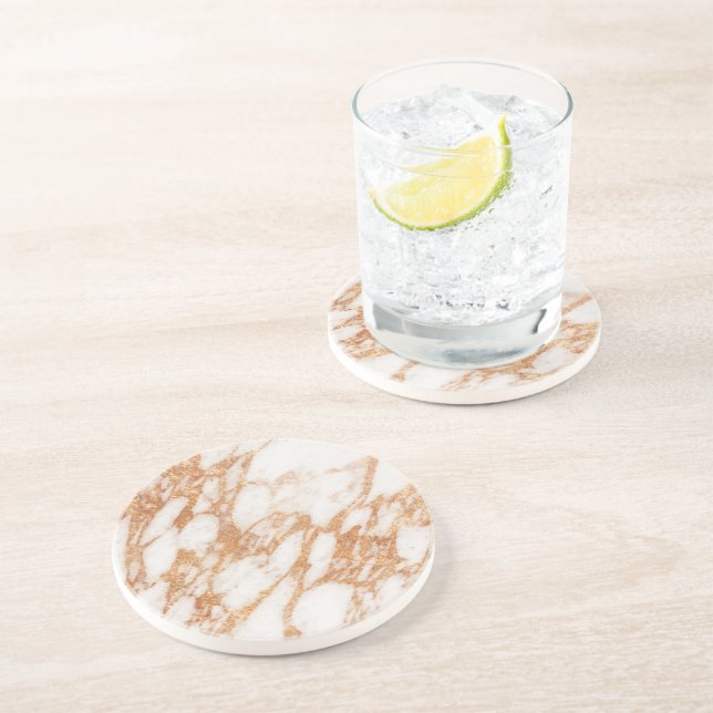 Dessous De Verre En Grès marbre d'or rose (Côté)