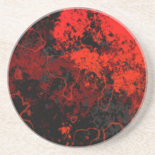 Dessous De Verre En Grès Marbre rouge, noir et gris Abstrait