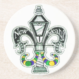DESSOUS DE VERRE EN GRÈS MARDI GRAS LA NOUVELLE-ORLÉANS FLEUR DE LIS LAMP
