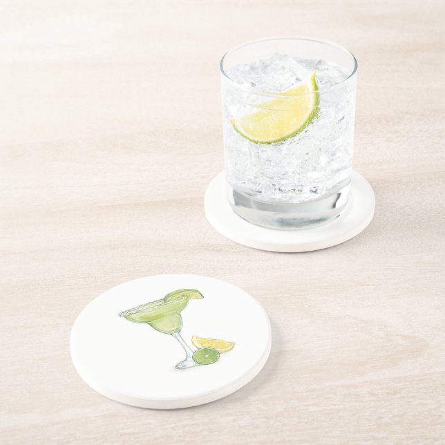 Dessous De Verre En Grès Margarita Cocktail Aquarelle (Côté)